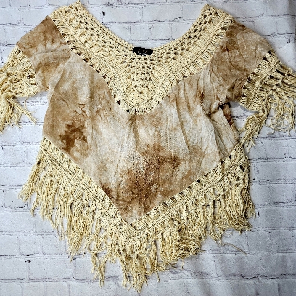 Tye-dye Crochet Fringed Top - Picture 3 of 11